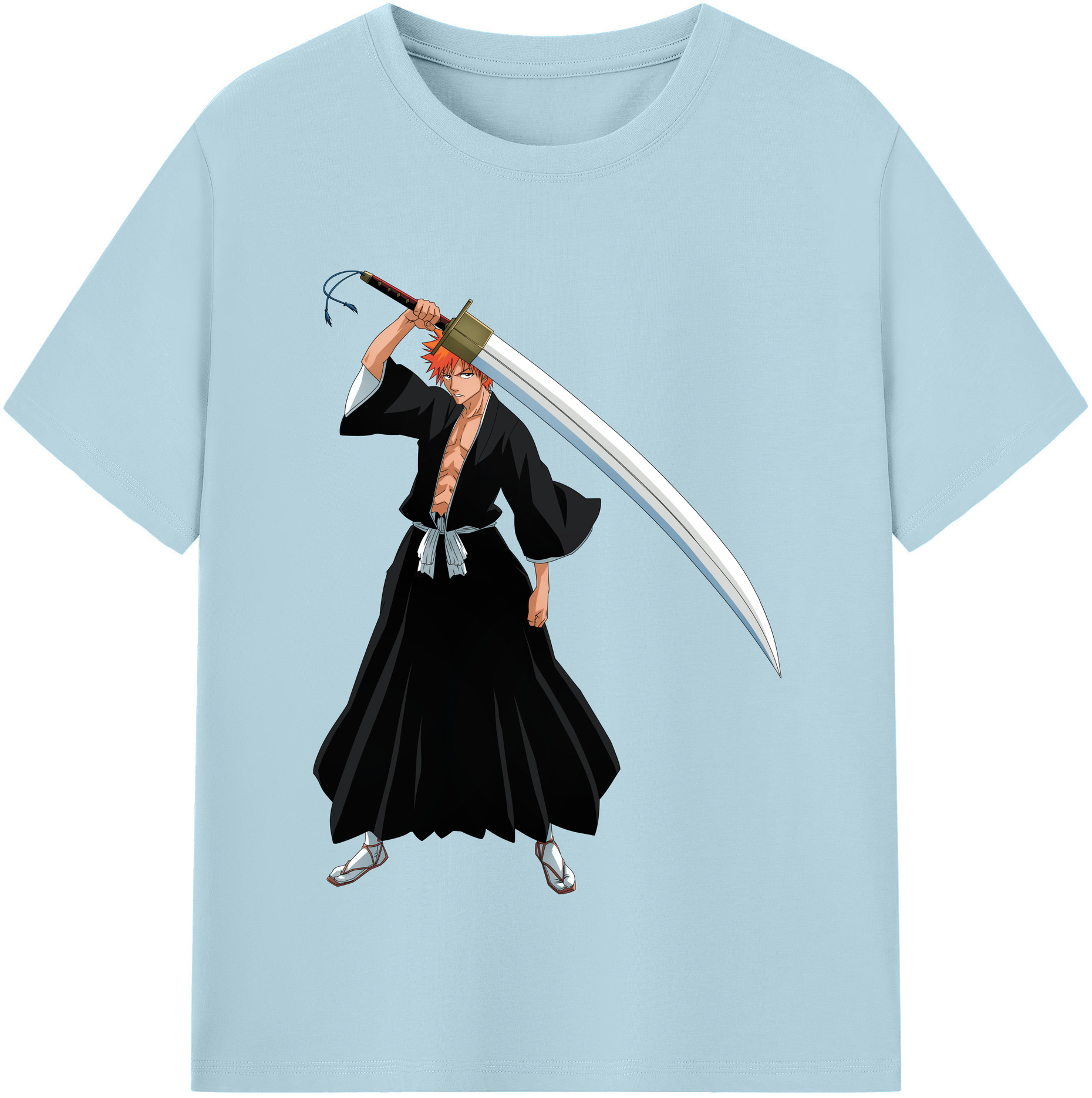 （画像用） ブリーチ 黒崎一護（くろさき いちご）BLEACH Kurosaki Ichigo 綿100％半袖Tシャツ（フロントプリント）
